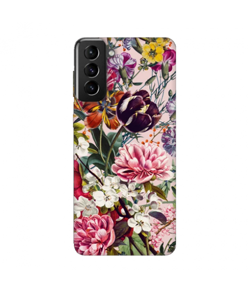 Husa Samsung Galaxy S21, Silicon Premium, FLOWERS - PINK